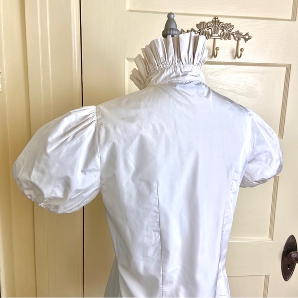 Blugirl Blumarine Embellished Accordion Pleated Collar Blouse - Picture 9 of 13